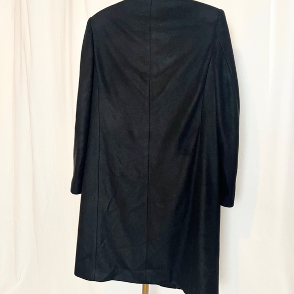 BYBLOS Rare Vintage Black Knee Length Zip Front Overcoat with Tunic Style Collar - Picture 3 of 12